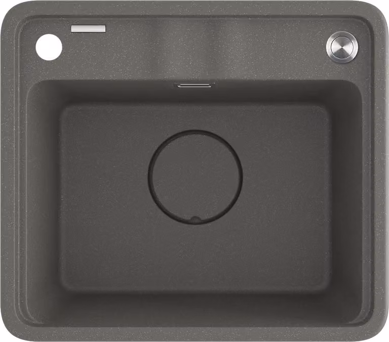 Deante Momi lavello in granito a 1 vasca con sgocciolatoio 55x44cm Antracite Metallizzato - Spina a incastro automatico, Installazione sottopiano