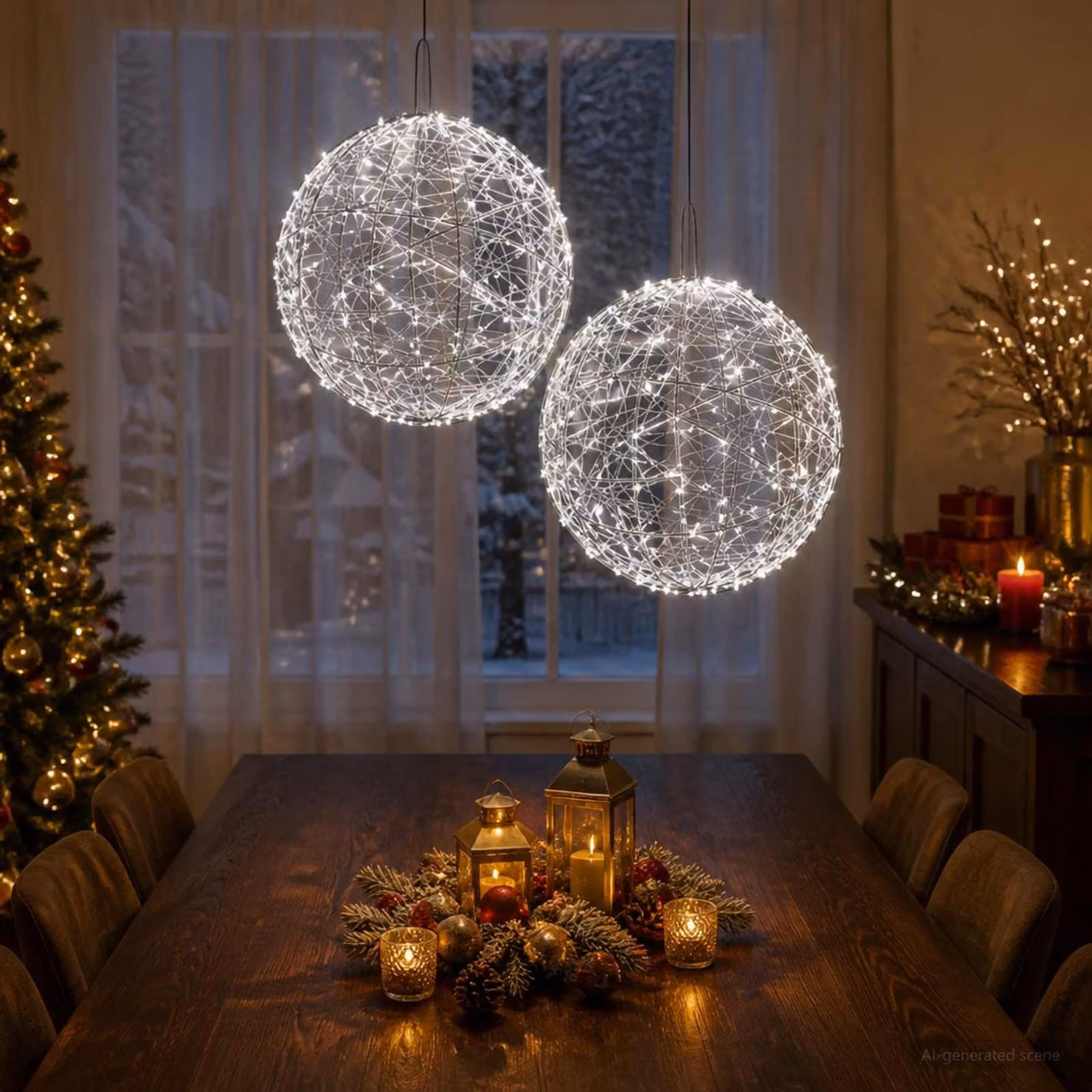 vidaXL Luce a punta di Natale 2 pz 1900 LED Bianco freddo Ø 60 x 63 cm