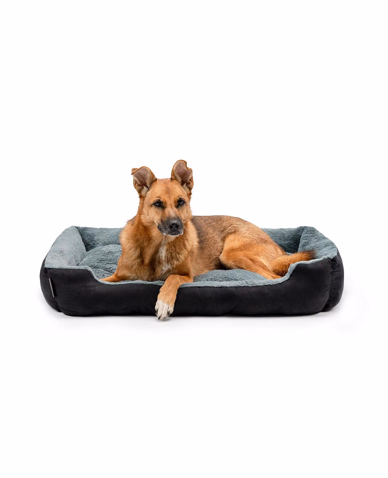 lettino per cani lionto, morbido lettino con cuscino reversibile rimovibile e base antiscivolo, 90x70 cm, nero/grigio