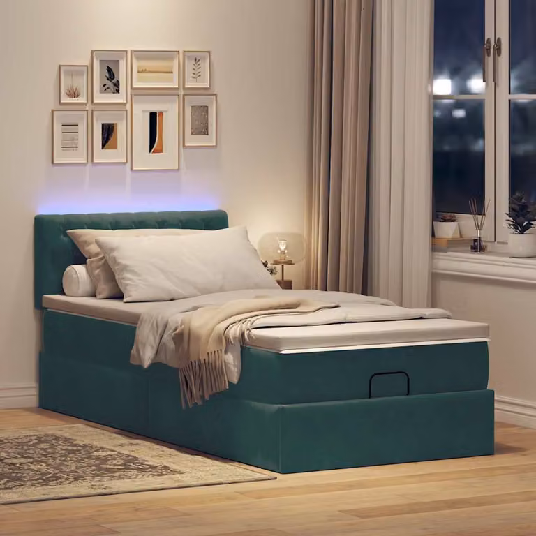 Maison Exclusive - Pouf Letto con Materasso e LED Verde Scuro 80x200cm in Velluto
