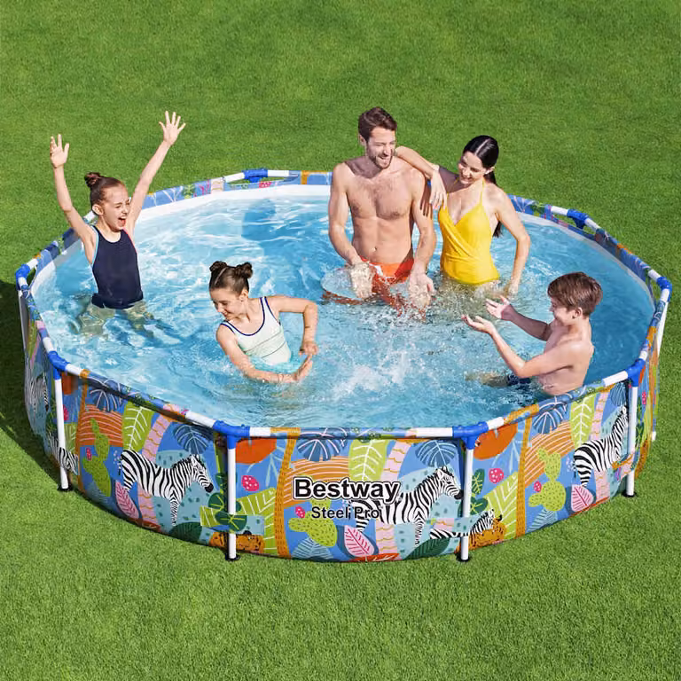 Piscina rotonda con telaio in acciaio Bestway Steel Pro, multicolore e grigio, L: 305 cm, H: 66 cm
