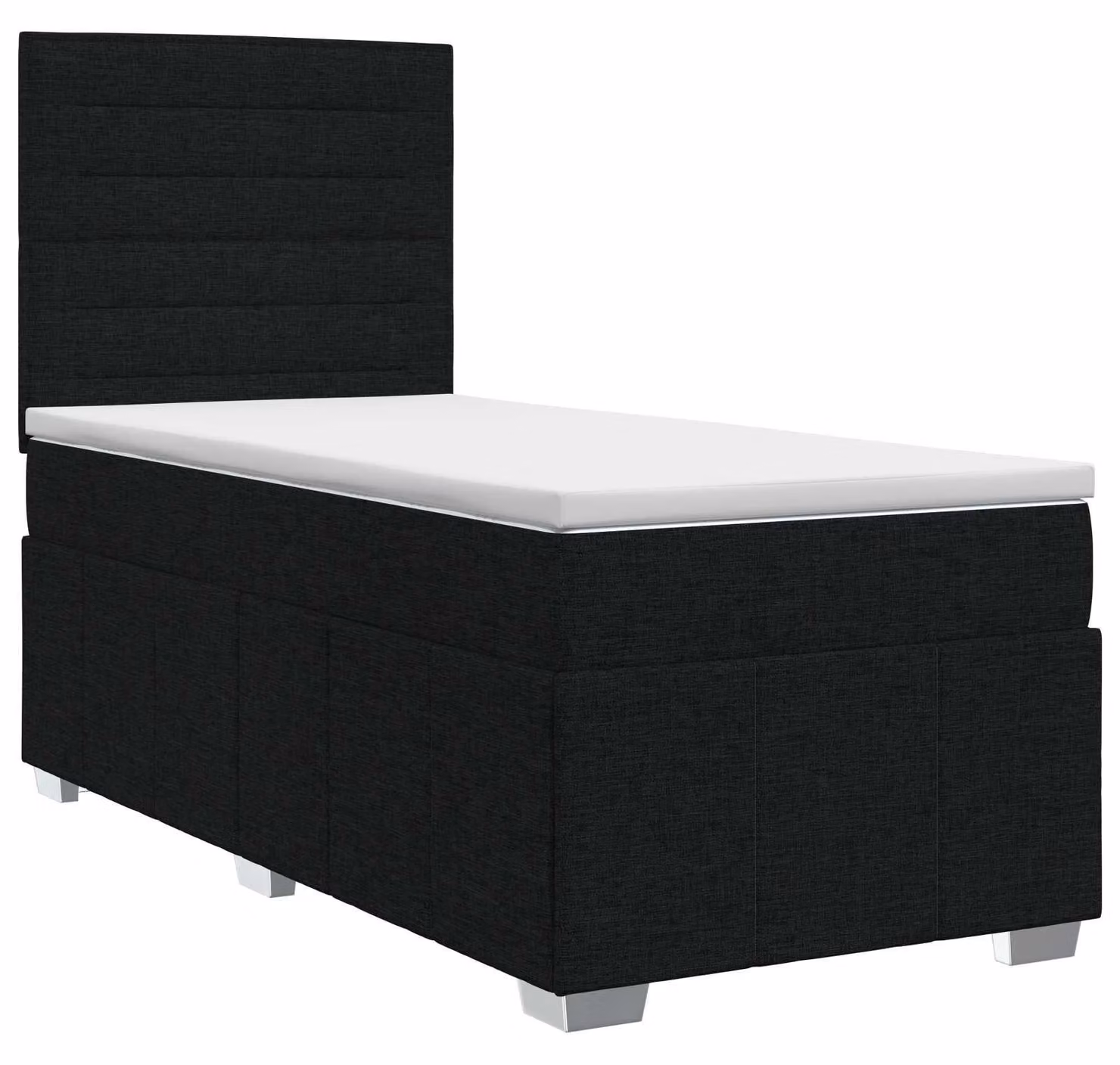 Letto a molle con materasso nero 80 x 200 cm in tessuto