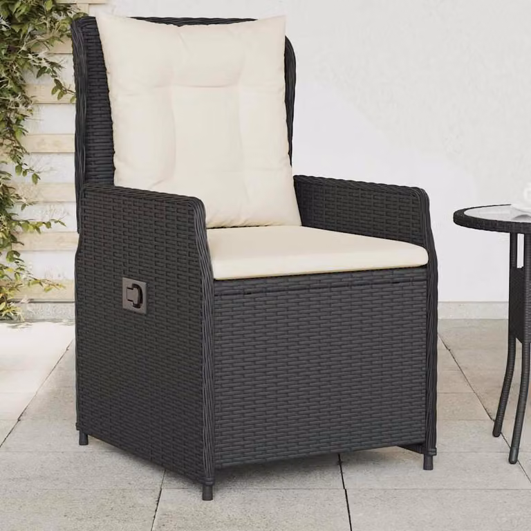 Set di 2 sedie da giardino reclinabili vidaXL in polyrattan e metallo colore nero