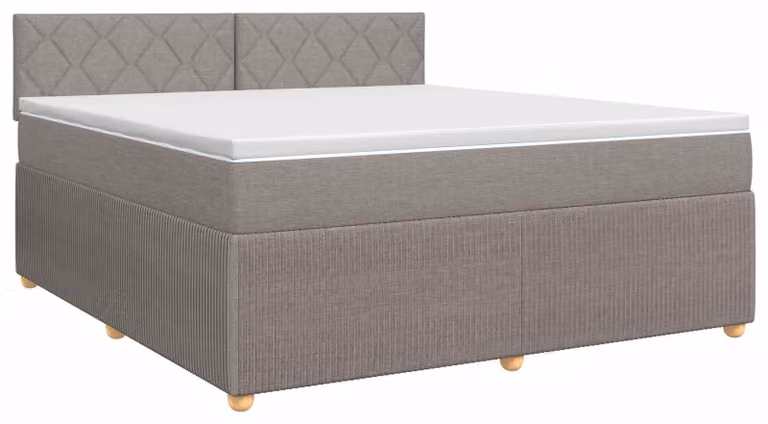 Letto a molle con materasso Taupe 140 x 190 cm in tessuto