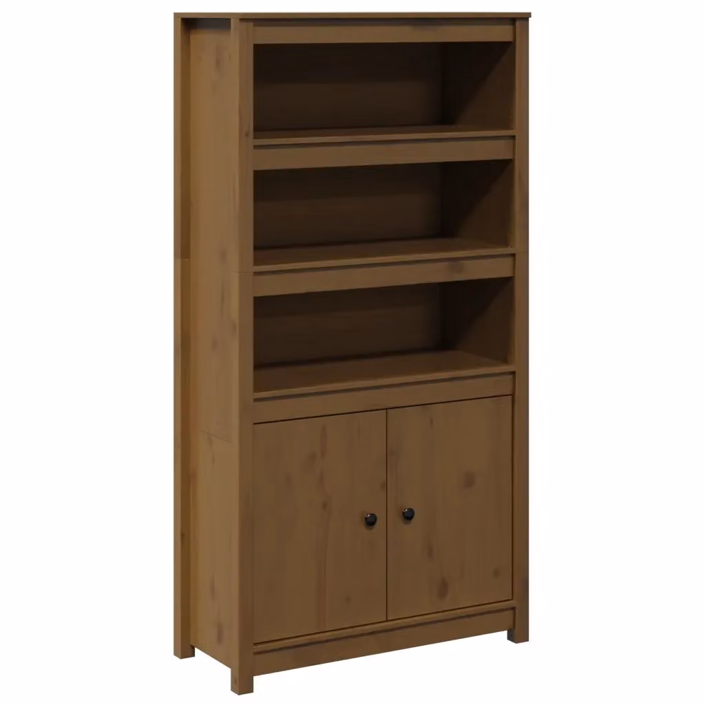 Credenza in legno massello di pino marrone ambra vidaXL L/P/H: 80 x 35 x 154 cm – 2