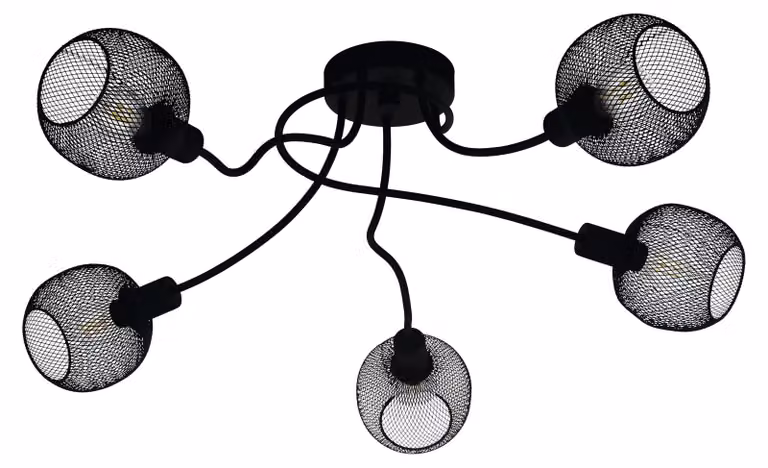 Plafoniera Moderna Wrington 1 5 Luci Acciaio Nero
