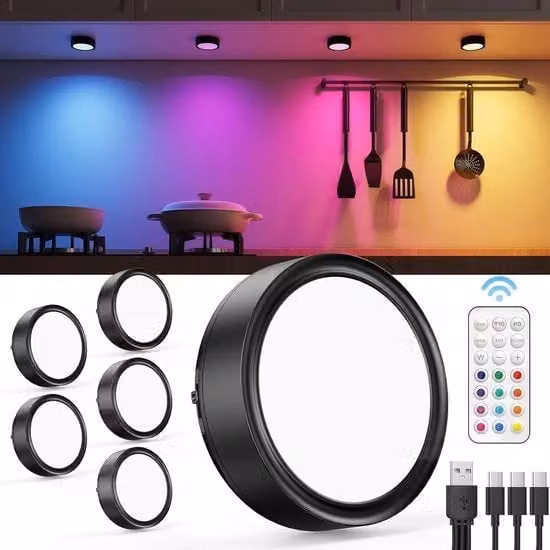Lampada LED da parete ricaricabile RGB con telecomando e fissaggio magnetico multicolore