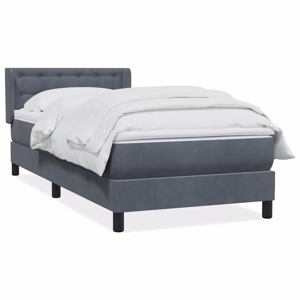 Letto Ibrido con Giroletto a Molle e Materasso vidaXL in Velluto Grigio e Bianco L: 83 cm, P: 223 cm, H: 30 cm – 2