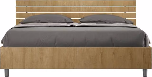 Letto Matrimoniale Ankel con Contenitore Alzata e Rete a Doghe, Colore Quercia, L/P: 160 x 200 cm