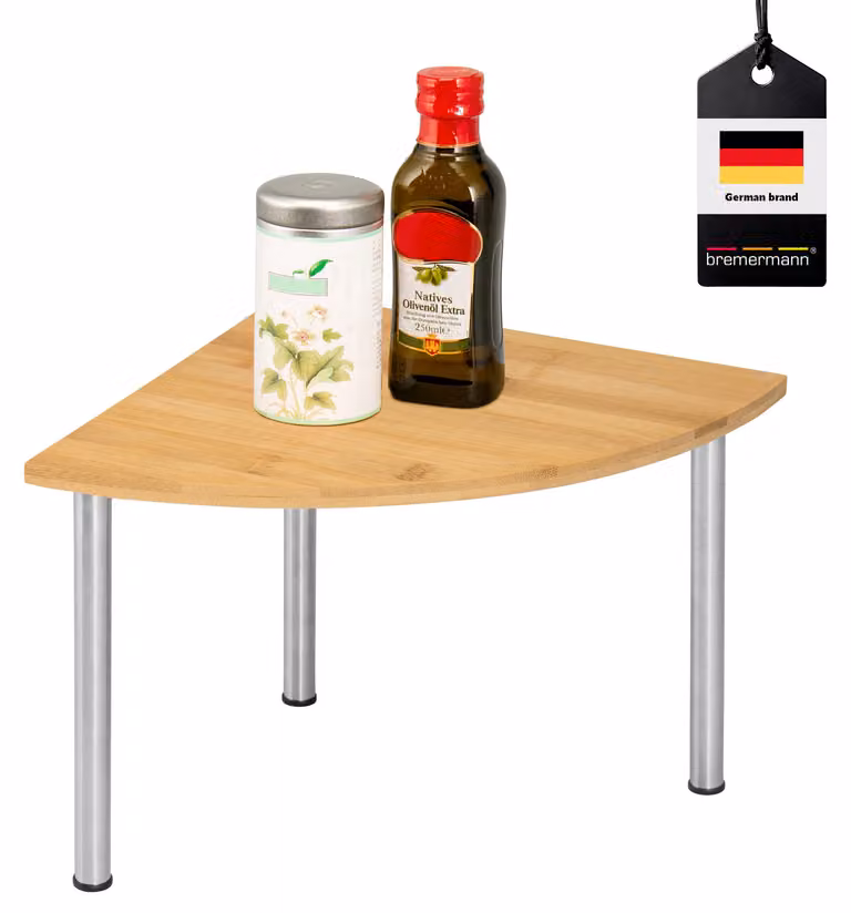 bremermann: scaffale angolare in bambù con acciaio inossidabile, dimensioni approssimative 25 x 20 x 25 cm (larghezza/altezza/profondità). Scaffale da cucina per aumentare lo spazio di stoccaggio