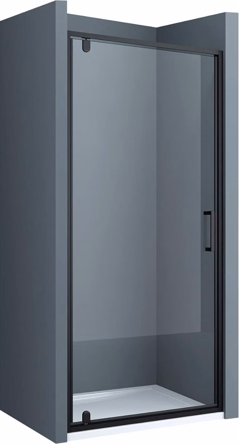 doporro Box Doccia 80x200cm, Box Doccia a Nicchia Cabina Bagno Vetro Trasparente Incluso Rivestimento Nero Teramo61K
