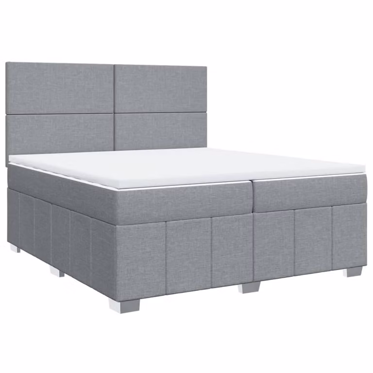 Giroletto a Molle con Materasso Grigio Chiaro 200x200cm Tessuto