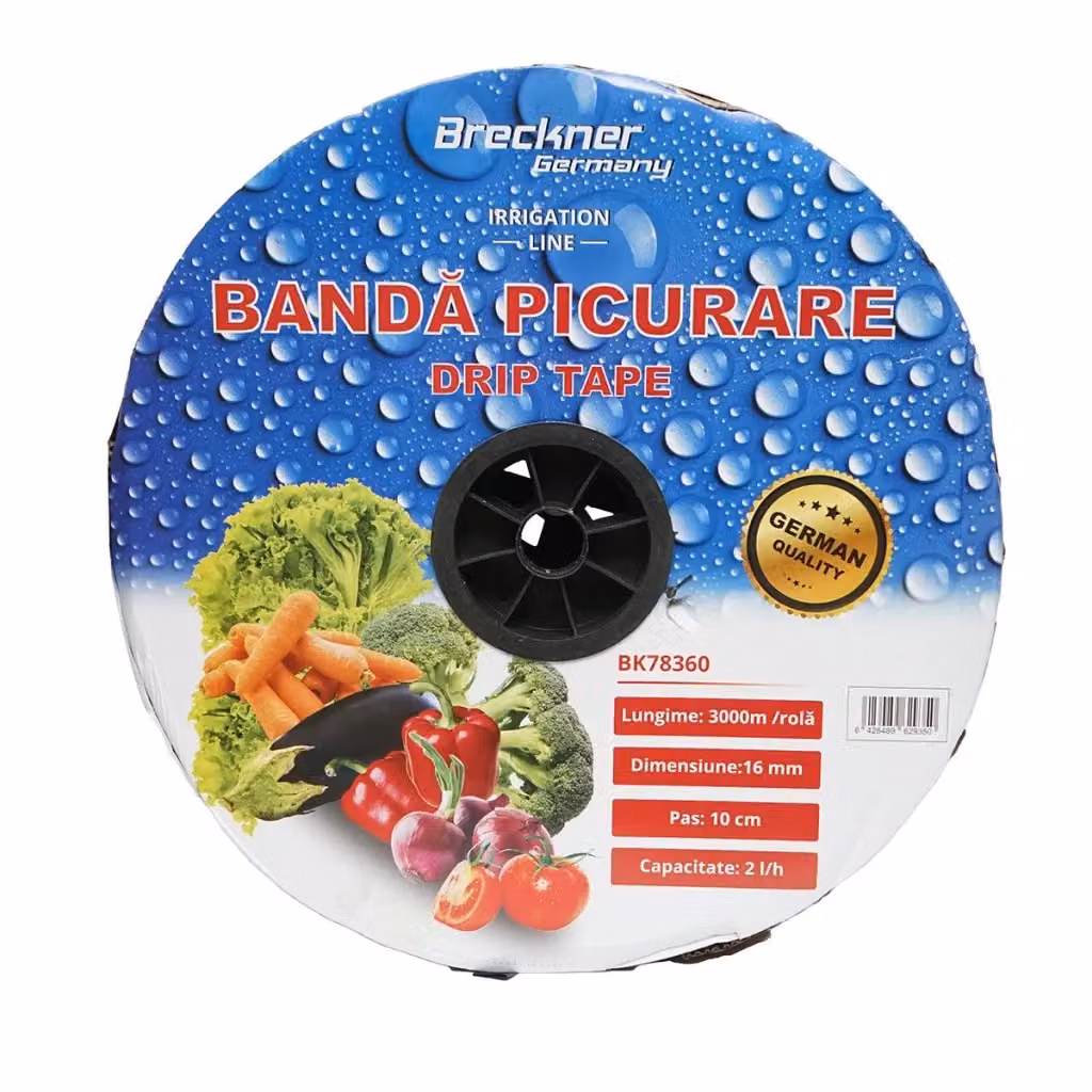 Manichetta gocciolante per irrigazione a goccia Breckner Germany, colore nero, 3000 m, portata 2L/h, diametro 16 mm, passo 10 cm – 2