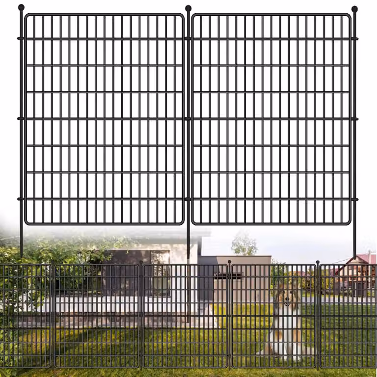 Recinzione per giardino in metallo - Griglia per animali - 15 pezzi - Senza necessità di scavo - Assemblabile - 3,62 x 2,21 m - Senza porta