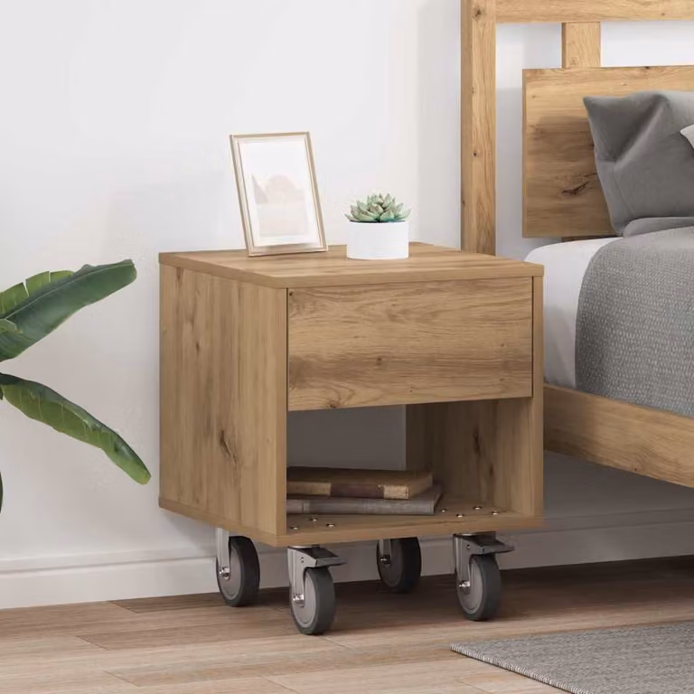 Set di 2 comodini moderni vidaXL in legno color rovere marrone L 40,5 cm x P 40 cm x H 48 cm