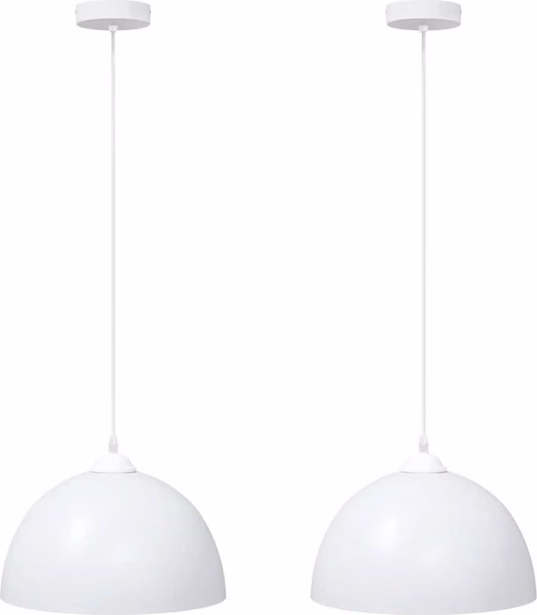 Lampada a Sospensione 2 pz Regolabile E27 Bianco Ø 30cm Metallo
