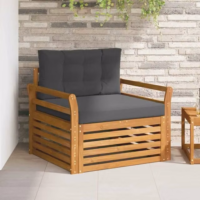 Divano da esterno moderno vidaXL in legno di acacia e poliestere colore grigio antracite – 1