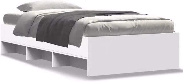 Letto singolo Design In bianco con scomparti laterali e doghe in legno L: 100 cm, P: 200 cm, H: 35 cm