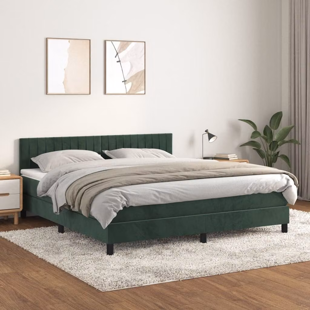 Maison Exclusive - Giroletto a Molle con Materasso Verde Scuro 180x200 cm Velluto