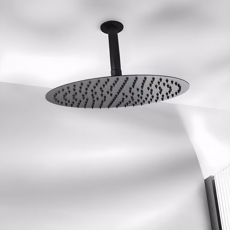 Soffione Rotondo da 300mm e Braccio a Soffitto - Nero