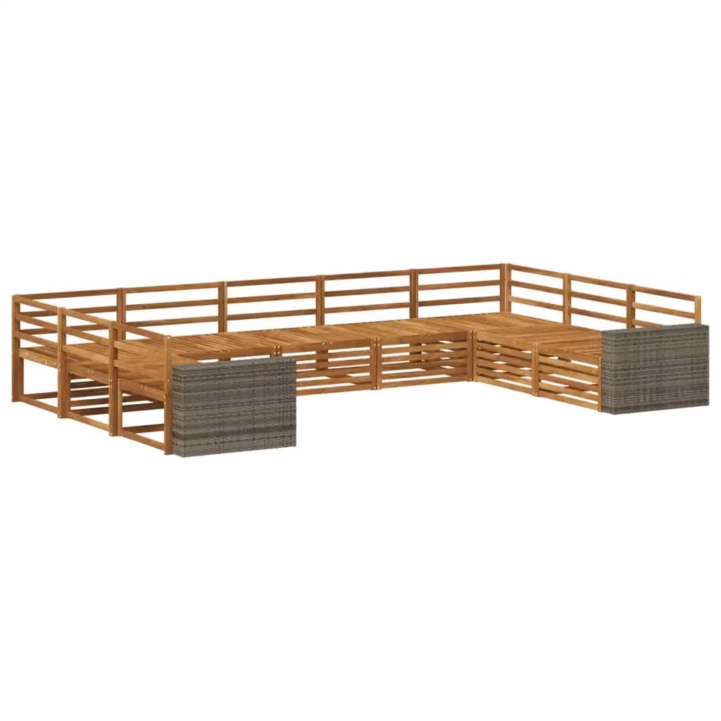 Set di divani da esterno a L vidaXL in legno di acacia massello marrone con cuscini inclusi – 2