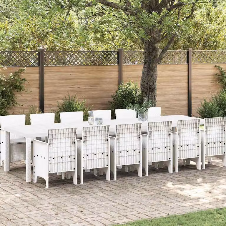 Maison Exclusive - Set da pranzo per esterno, 13 pezzi, rattan bianco
