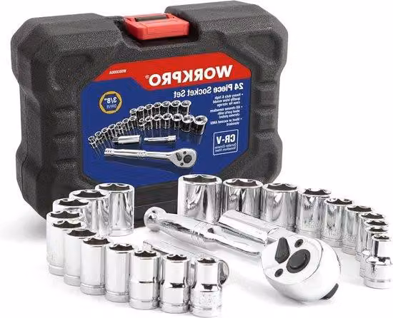 Set di chiavi a cricchetto con 24 cacciaviti metrici e 10 cacciaviti SAE, inclusa chiave per candele estensibile