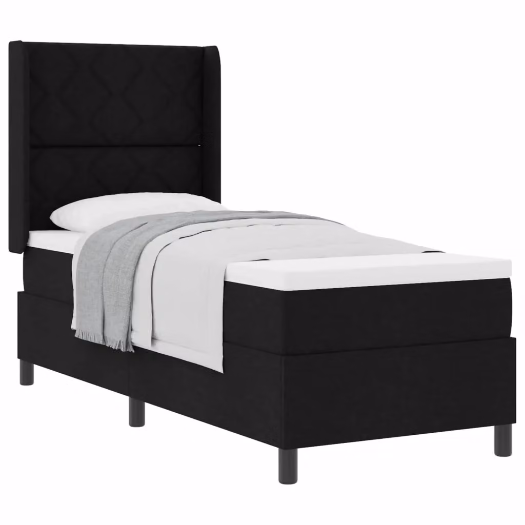 Letto ibrido con testiera e materasso vidaXL in tessuto nero L/P: 190 x 90 cm – 2