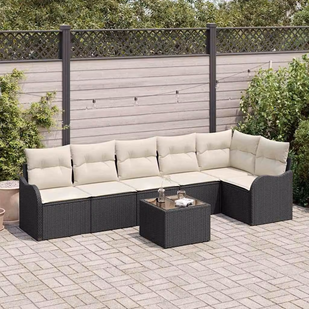 Maison Exclusive - Set Divano da Giardino Nero polyrattan