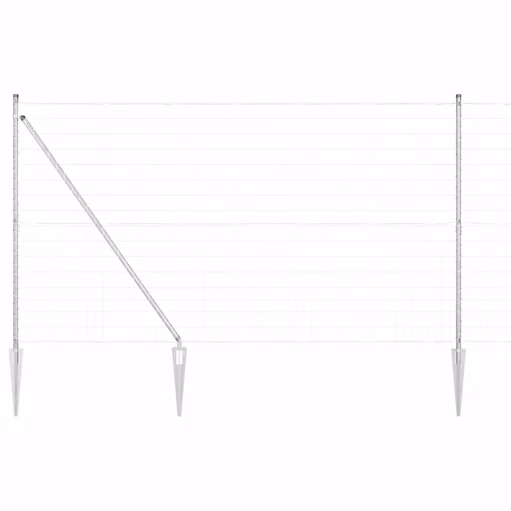 Recinzione Euro da esterno con punte vidaXL in acciaio zincato color argento, L: 10 m, H: 1,6 m – 2