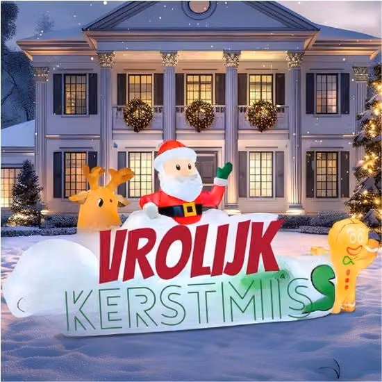 Tavolo di Natale Inflatabile Con Luce A Led Integrata Per Feste Di Natale In Casa E Fuori - Decorazione Esterna Di Natale - Illuminazione Accogliente Per Natale