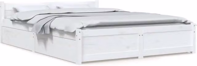 Letto matrimoniale | Letto per adulti | Giroletto con Cassetti Bianco 150x200 cm King Size