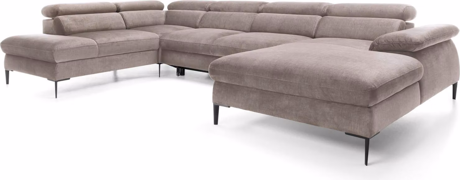 FURNLUX Divano angolare Blues Beige e Nero 353cm / Colore principale: Beige / Dimensioni: 353 x 94 x 214 cm