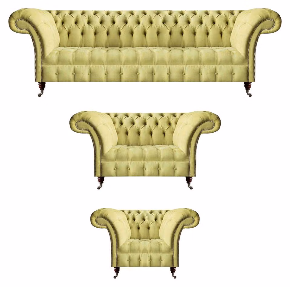 Wohnzimmer Sofa Set 3tlg Luxus Sitzmöbel Chesterfield Sofagarnitur
