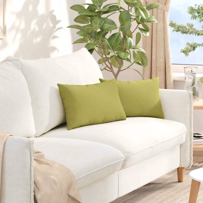Set di 2 cuscini da divano vidaXL in tessuto verde chiaro, forma rettangolare, L 50 cm x P 30 cm x H 18 cm