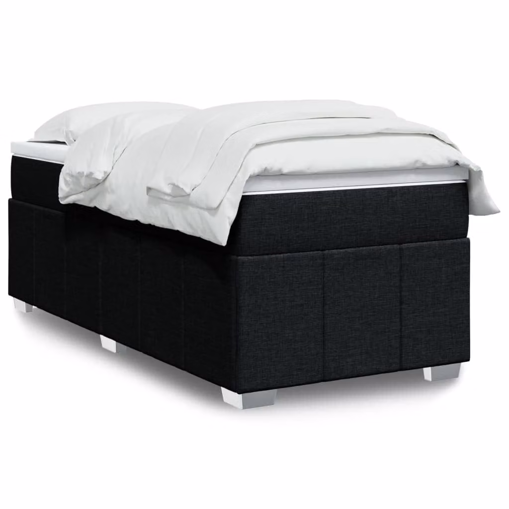 vidaXL Giroletto a Molle Ibrido con Materasso in Tessuto Nero e Bianco L/P/H: 190 x 90 cm