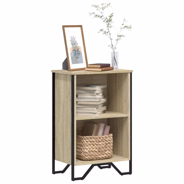 Libreria moderna vidaXL in legno e metallo, colore rovere sonoma, L 50 cm x P 31 cm x H 74,5 cm