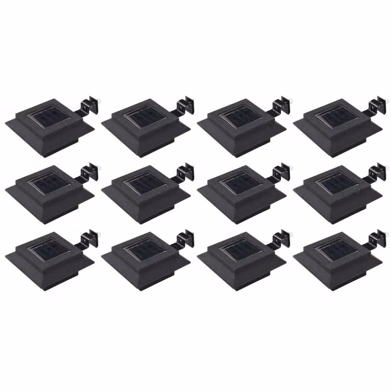The Living Store Luci solari da esterno 12 pz. LED Rettangolare 12 cm Nero