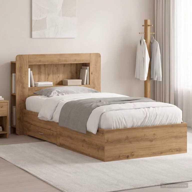 vidaXL Letto moderno con contenitore e cassetti in legno color marrone L/P/H: 221.5 x 90 x 140 cm
