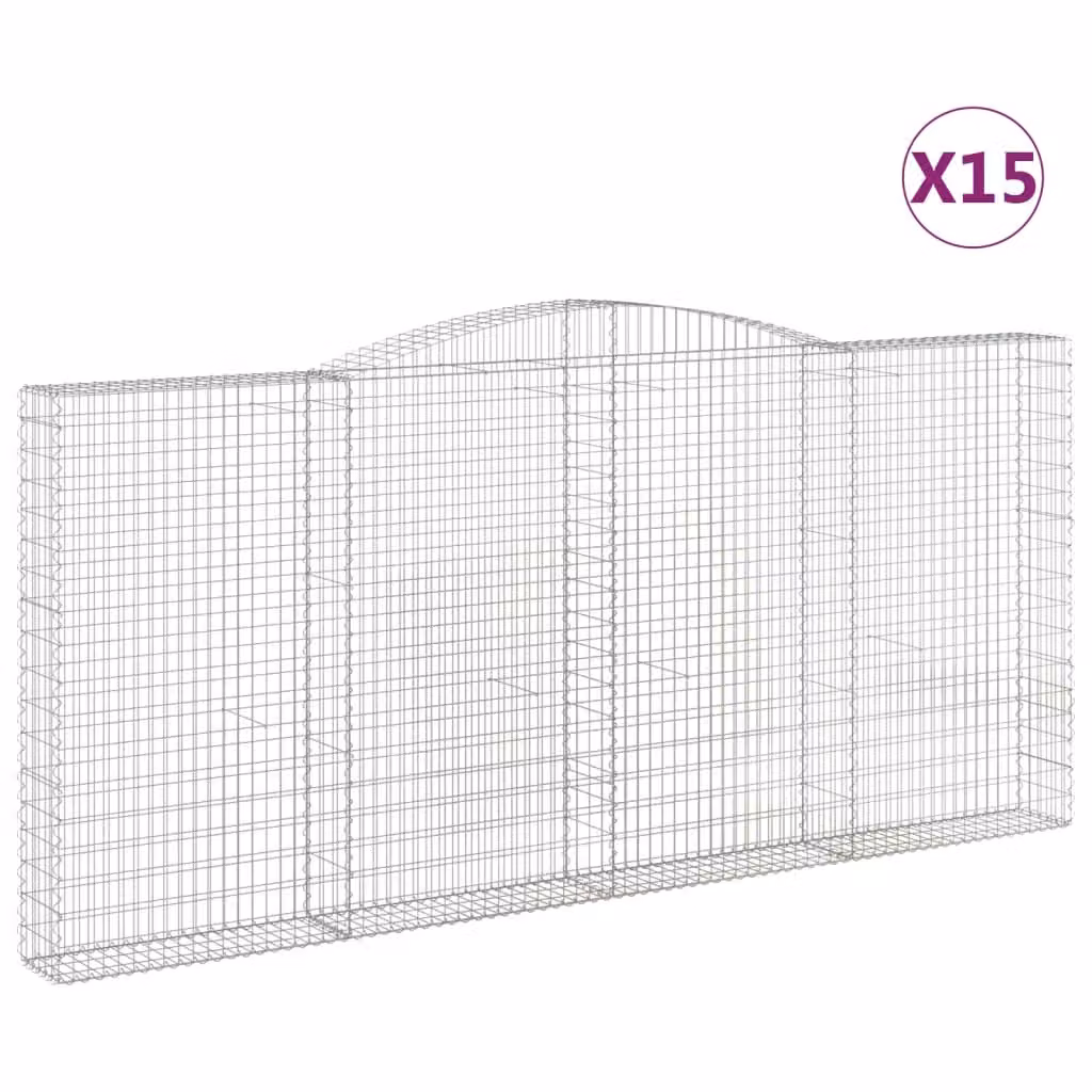 Cesti Gabbioni ad Arco 15 pz 400x30x180/200 cm Ferro Zincato