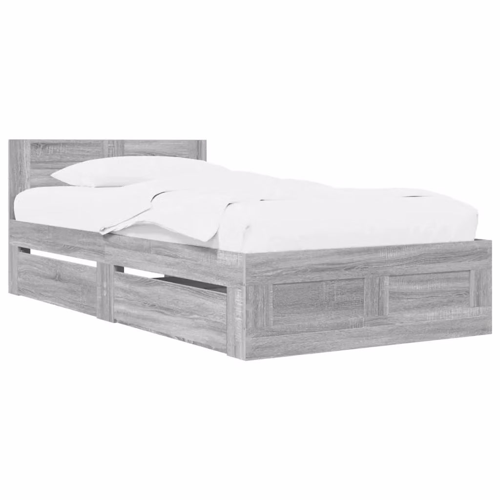 Struttura letto moderna vidaXL in legno ingegnerizzato grigio con cassetti – 2