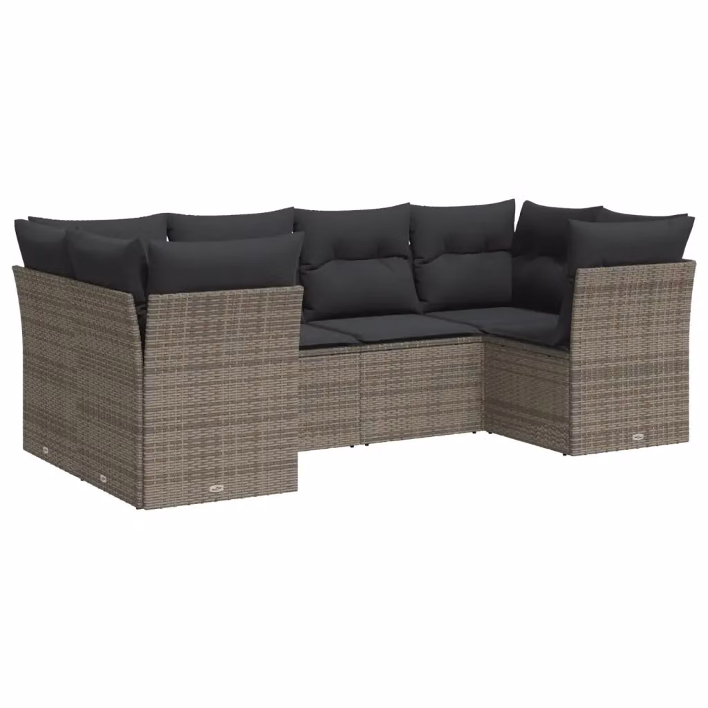 Set Divano da Giardino VIDAXL a L in Polyrattan Grigio con 6 Cuscini – 2