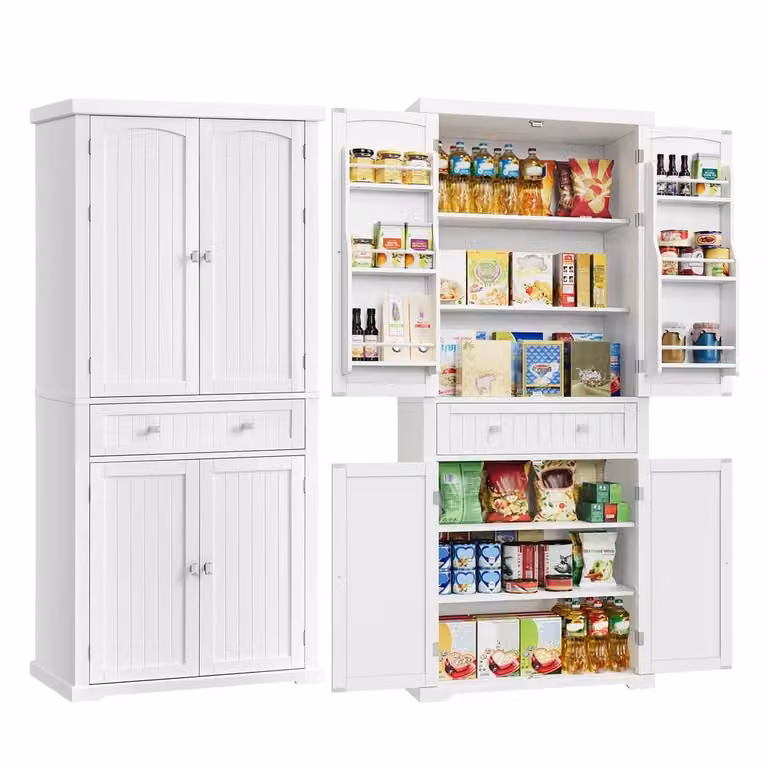 Armadio da Cucina Alto con Ripiano Regaolabile Bianco