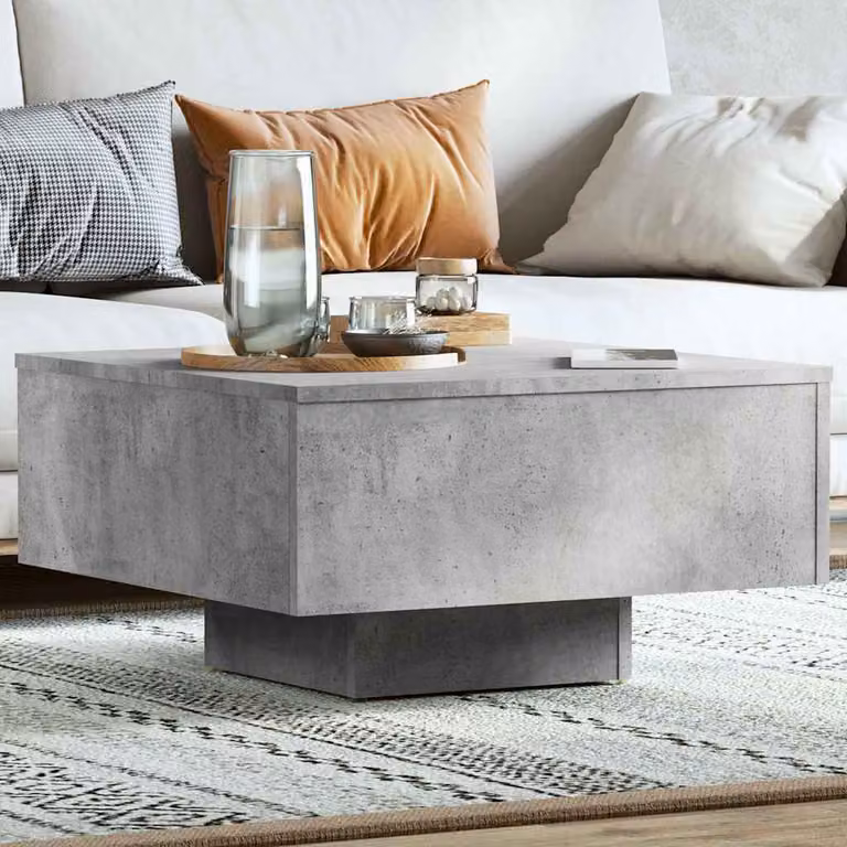 vidaXL Tavolino da Salotto Moderno Grigio con Piano in Legno Multistrato e Composito L/P/H: 60 x 60 x 31,5 cm