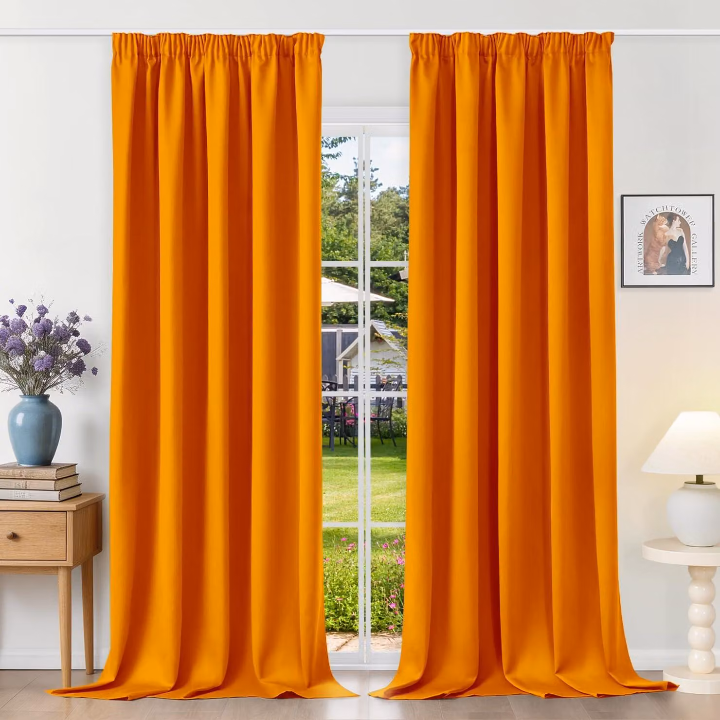 Copriletto, tende con passacorda, tende oscuranti arancioni opache, set da 2, 260 x 140 cm (altezza x larghezza) per sistemi a binario, tende termiche, isolanti