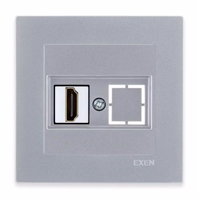 Presa multimediale HDMI EXEN, color argento + cornice color argento
