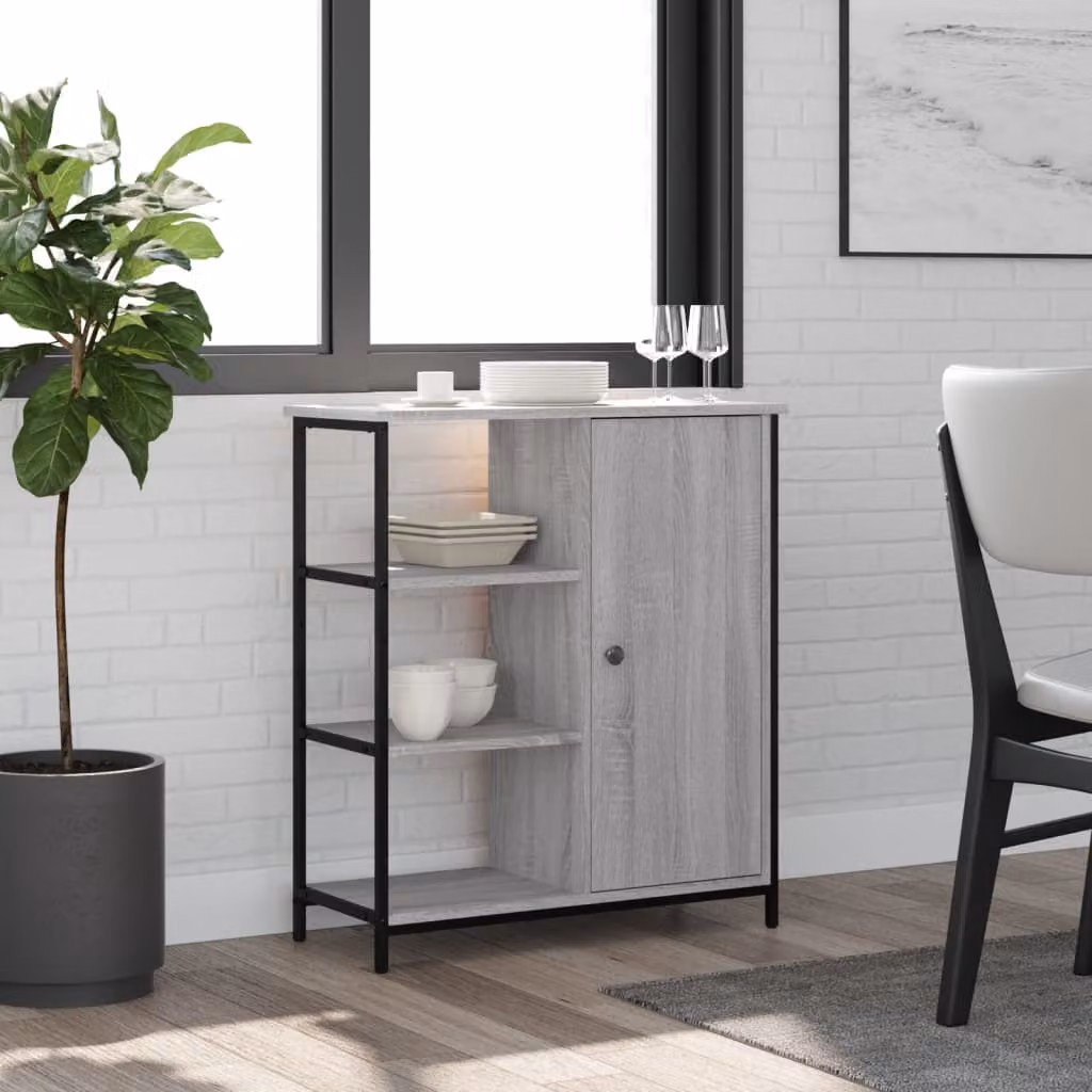 Credenza vidaXL in legno e metallo Grigio Sonoma, L 70 cm x P 30 cm x H 80 cm