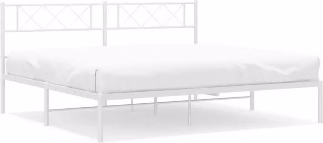 Letto matrimoniale | Letto per adulti | Giroletto con Testiera Metallo Bianco 200x200 cm