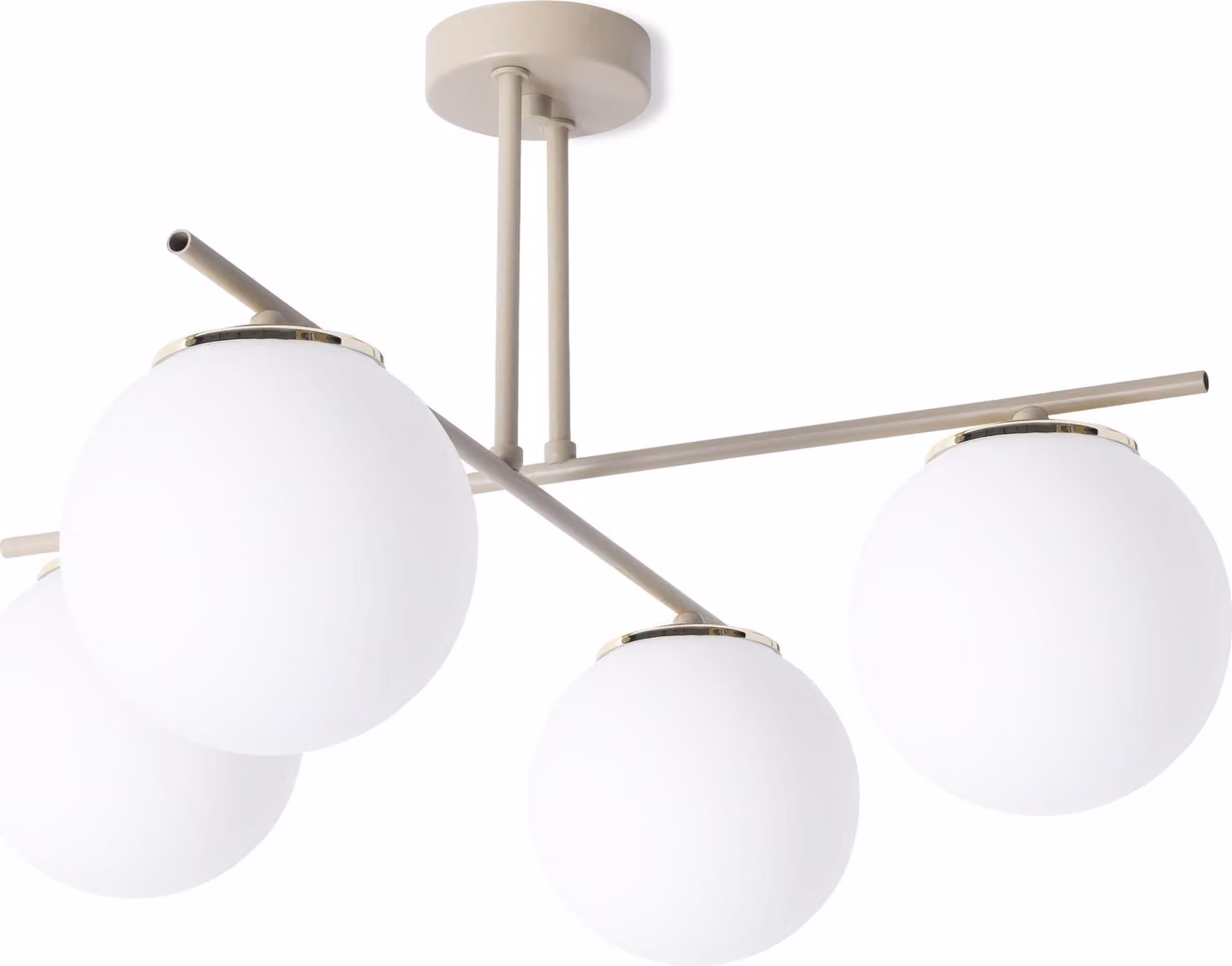 Lampada da soffitto Modena cashmere-oro a 4 luci con paralumi bianchi E14 – elegante lampada per il soggiorno