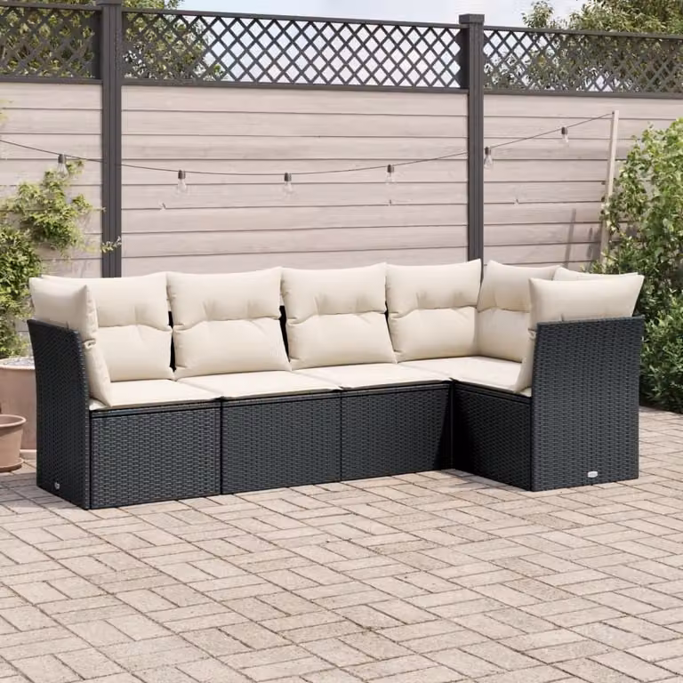 Maison Exclusive - Set Divani da Giardino 5 pz con Cuscini in Polyrattan Nero